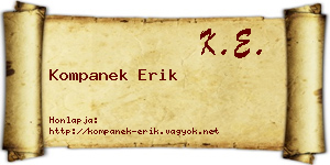 Kompanek Erik névjegykártya